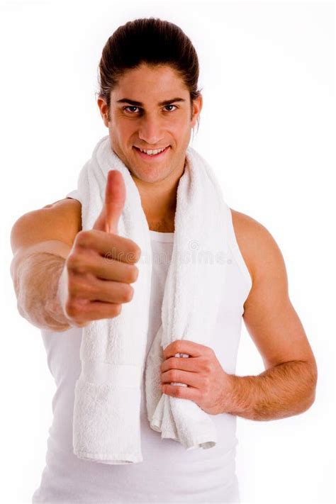 Portrait Of Powerful Man Showing Muscles Stock Photo Image Of Male