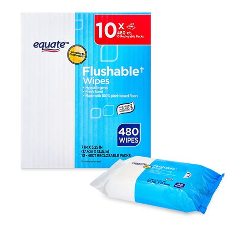 Equate Fresh Scent Flushable Wipes 10 Resealable Packs Of 48 Wipes