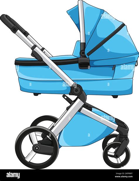 Vector Illustration Of Blue Baby Carriage Cartoon Stock Vector Image