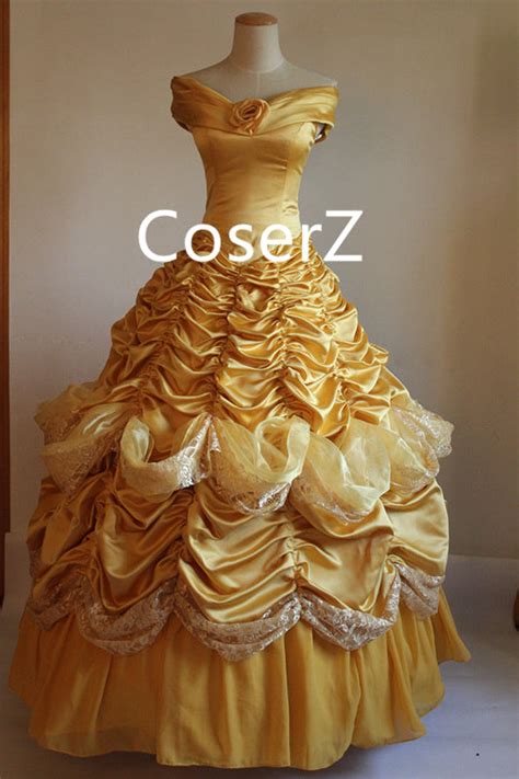 Custom Deluxe Princess Belle Dress, Belle Yellow Dress Cosplay Costume – Coserz