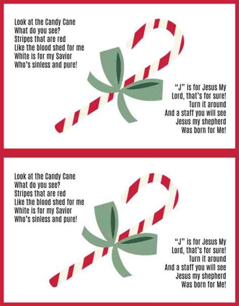 Candy Cane Poem About Jesus Free Printable Kids Bible Lessons