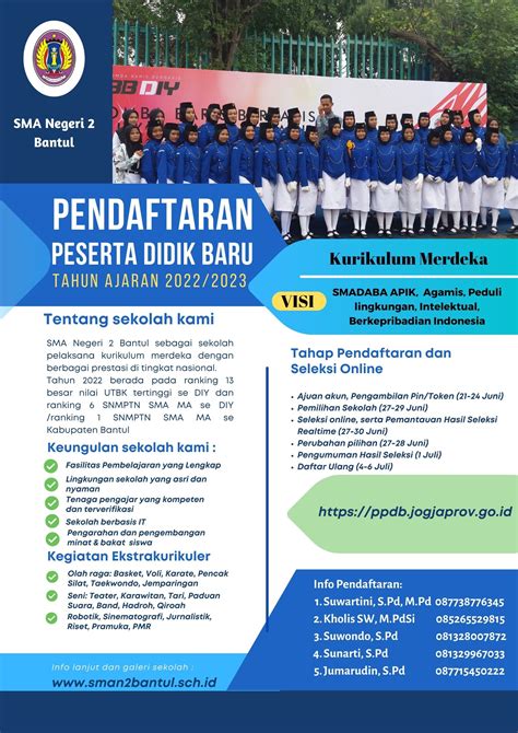 PPDB SMA N 2 Bantul Tahun Pelajaran 2022 2023 SMA Negeri 2 Bantul