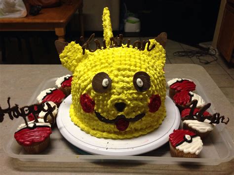 Pikachu cake and poke ball cupcakes Pikachu Cake, Pokeball, Cupcakes ...