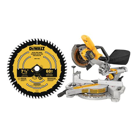 Shop Dewalt 7 14 In 20 Volt Max Single Bevel Sliding Compound Cordless Miter Saw And 7 14 In 60