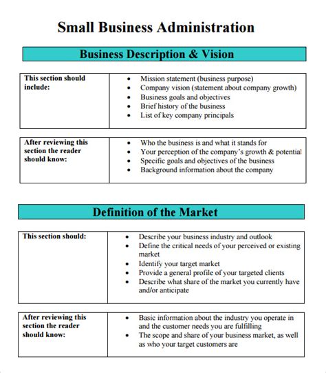 Free Sample Sba Business Plan Templates In Pdf Ms Word