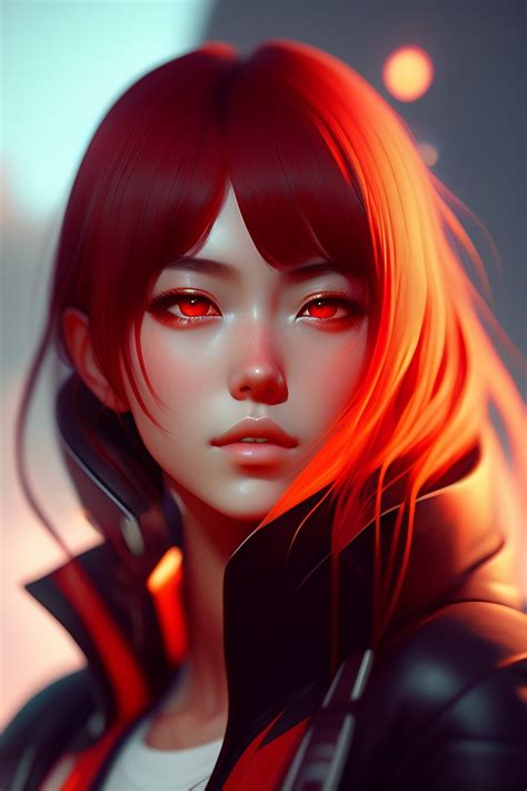 Lexica Anime Girl Red Eyes Red Smoke Background Photorealistic