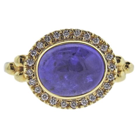 Tanzanite Cabochon And Diamond Ring For Sale At 1stdibs Cabochon