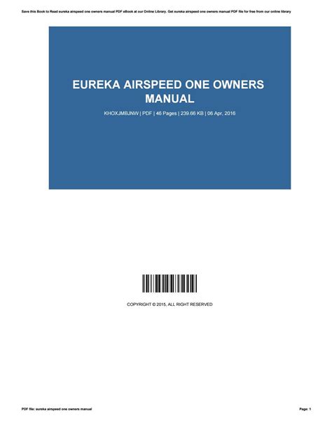 Eureka airspeed one owners manual by szerz18 - Issuu