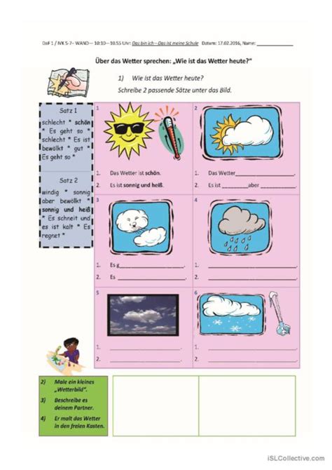 Wetter English Esl Worksheets Pdf Doc