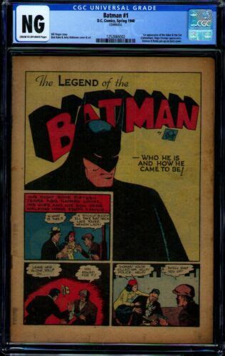 Comicsvalue Batman 1 CGC NG DC 1940 1st Appearance Of The Joker