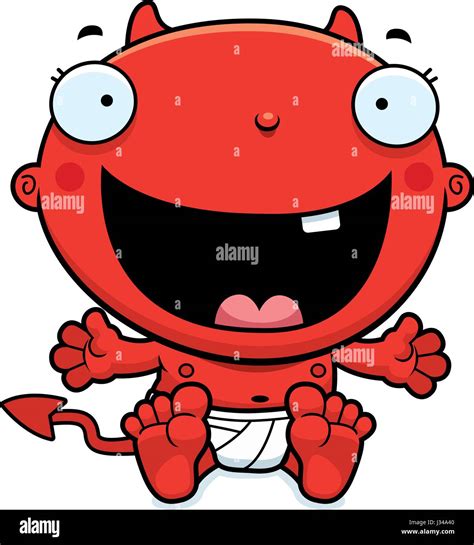 A Cartoon Illustration Of A Baby Devil Looking Happy Stock Vector Image