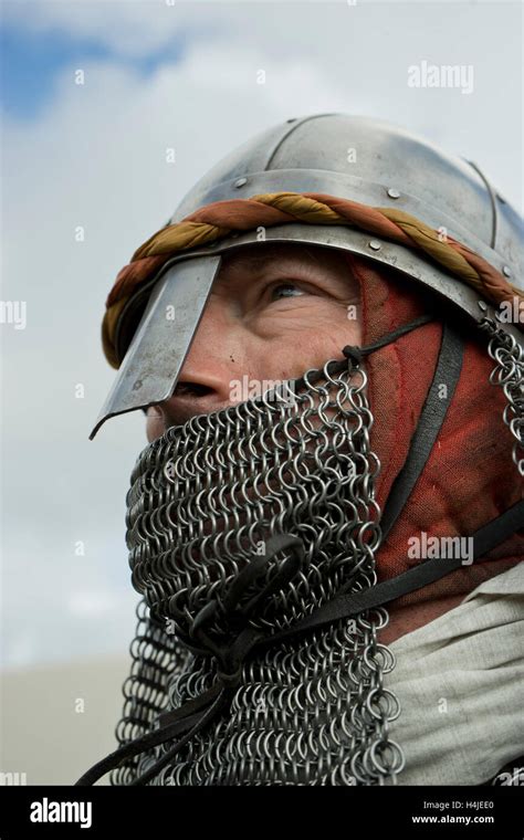 Close Up Of Warrior In A Reenactment Of The 1066 Battle Of Hasting On