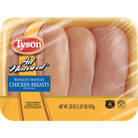 Tyson® All Natural Fresh Boneless Skinless Chicken Breasts With Rib Meat 1875 Lb Shop