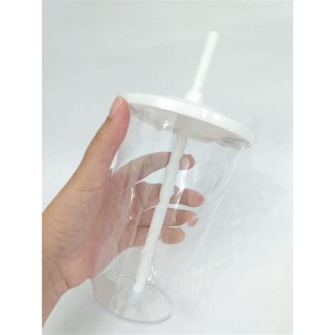 Copo Twister Cristal Tampa Branca E Canudo Branco 300mL Shopee Brasil