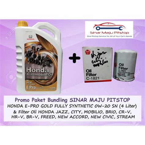 Jual Paket Bundling Oli HONDA E PRO GOLD 0W 20 SN Original 4 Liter