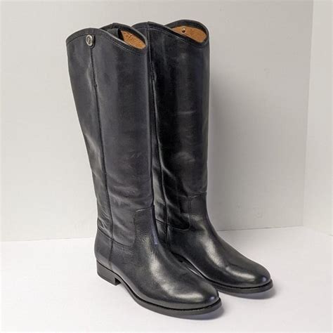 Frye Shoes Frye Melissa Button Riding Boots Black Leather Womens