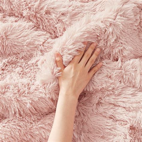 Minky Plush Faux Fur Pink Comforter Set