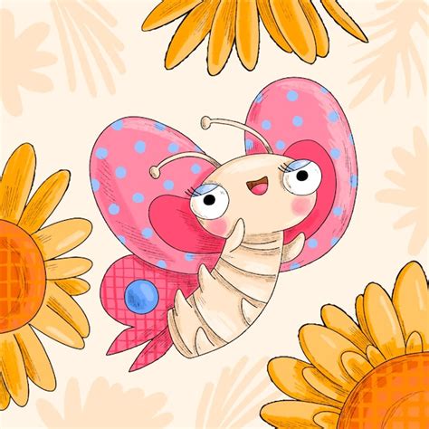 Ilustraci N De Mariposa De Dibujos Animados Dibujados A Mano Vector