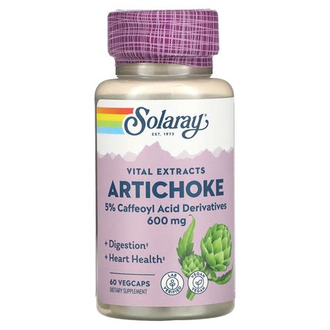 Solaray Artichoke 600 Mg 60 Vegcaps 300 Mg Per Capsule