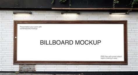 Premium Psd Billboard Mockup With Wooden Frame