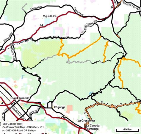 Angeles NF, San Gabriel Mountains - California Trail Map