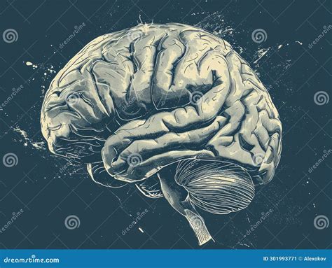 Human Brain Illustration Of Human Brain Hand Drawn Sketch Stock