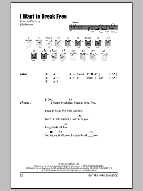 I Want To Break Free By Queen Sheet Music For Guitar Chords Lyrics At