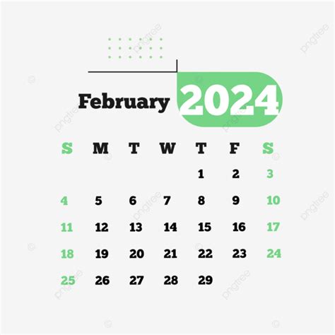 Calendario Transparente Febrero 2024 Vector PNG Calendario Mensual