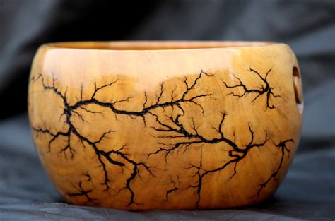 Yarn Bowl Wooden Lichtenberg Figure Resin Wooden Large Yarn Etsy