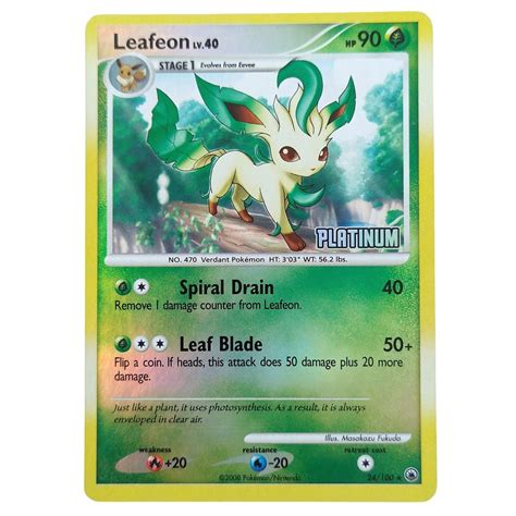 Carta Antiga Pokemon Leafeon 24 100 Reverse Holo BK Promo Platinum