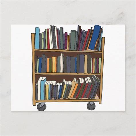 Library Cart Postcard | Zazzle | Library books, Library cart, Homeschool