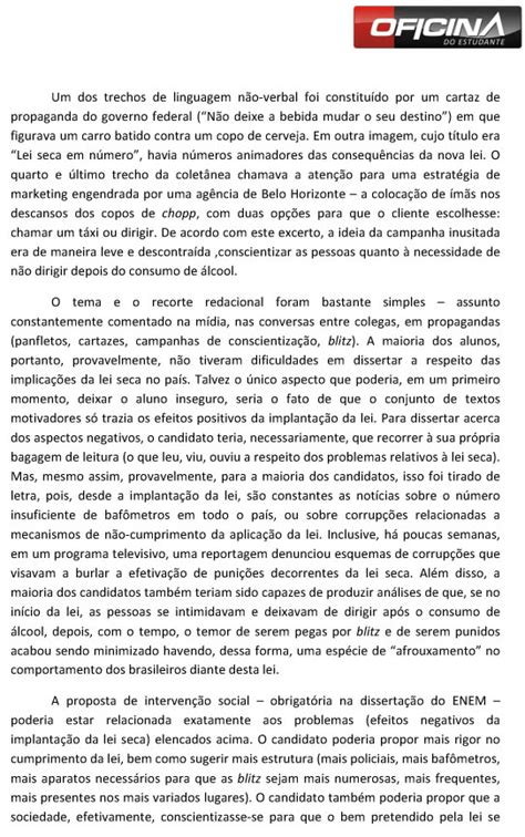 Enem 2013 - Correção redação: ?Efeitos da implantação da Lei Seca no ...
