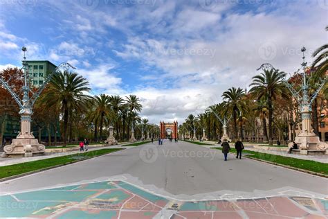 The Arc De Triomf And The Central Promenade Of The Passeig De Lluis