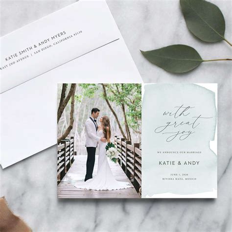 With Great Joy Wedding Announcement Card Fine Day Press