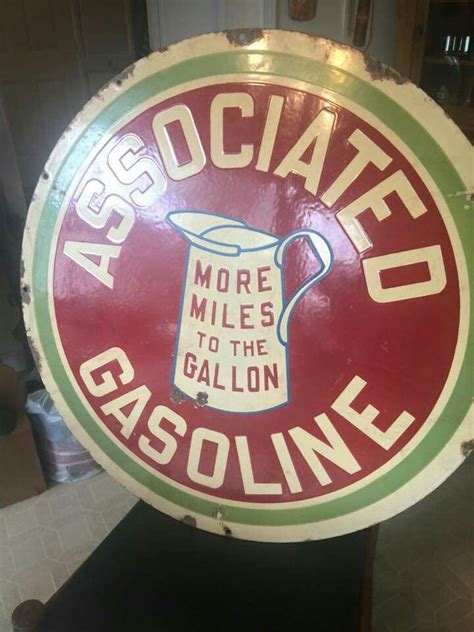 Original Associated Gasoline Porcelain Sign Porcelain Signs Vintage