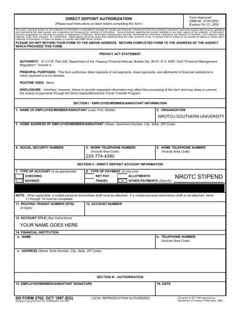 Direct Deposit Form Worksheets Library