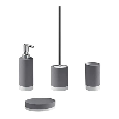 Set 4 Accessori Appoggio In Ceramica Grigio New Mizar Di Gedy