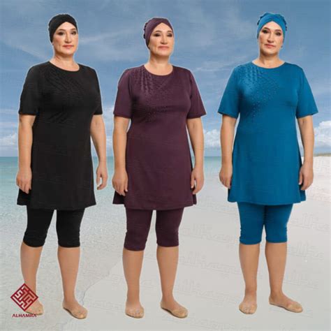 Semi Cover Modest Capri Swimsuit Al9181 Plus Size Uk 20 26 Alhamra