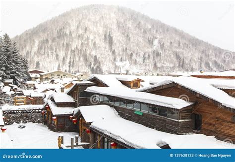 Snow Town In Winter Season At Harbin China Stock Image Image Of