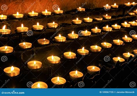 Lighted Candles In Church Stock Image Image Of Lighted 109067735