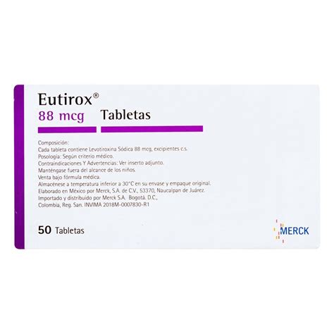 Eutirox 88 Mcg Tabletas Cja X 50 Un Droguerias Patria