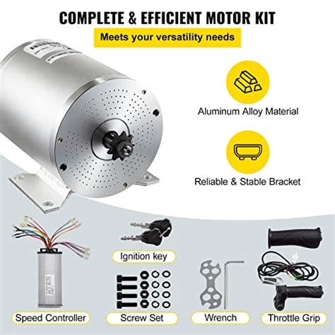 BestEquip Motor eléctrico de CC 2KW 48V sin escobillas Kit de m