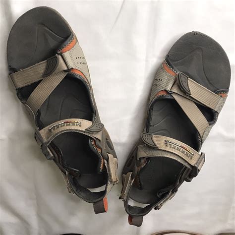 Merrell Mens Continuum Tan Vibram Sole Hiking Hook And Loop Sandals Ebay