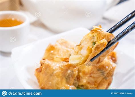 Delicious Dim Sum Famous Cantonese Food In Asia Fried Bean Curd Tofu