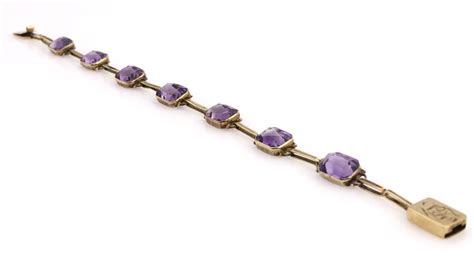 Lot VINTAGE 14K YELLOW GOLD 15CTW AMETHYST BRACELET