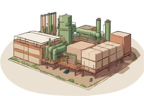 Un Dessin D Une Usine Avec Un B Timent Avec Une Plante Verte Sur Le