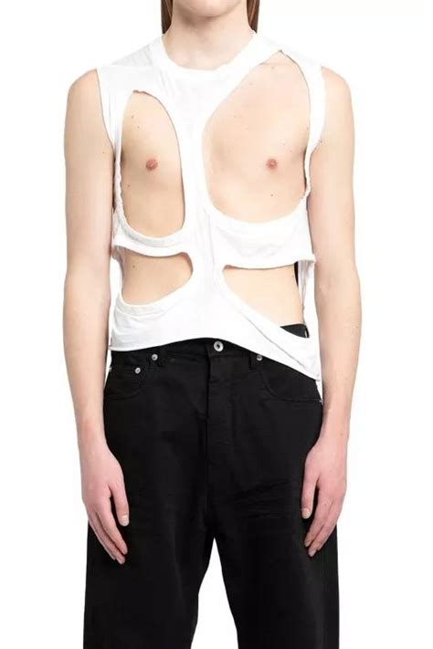 Rick Owens Drkshdw Lido Membrane Top In Cotton Gauze Jersey White