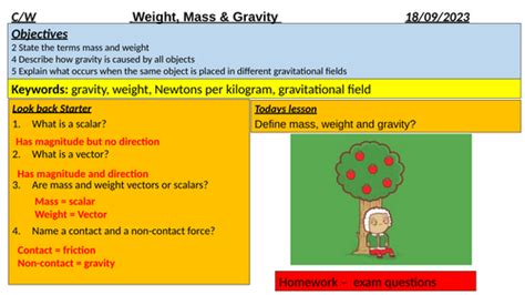 Weight Mass And Gravity Gcse Physics Teaching Resources