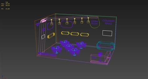 Booth Exhibition Stand Stall 6x9m Height 450 Cm 2 Side Open 3D Model