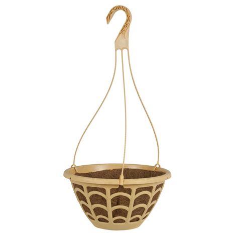 12 Bali Hanging Basket With Plastic Hanger And Aquasav™ Coco Liner Solid Pride Garden Products